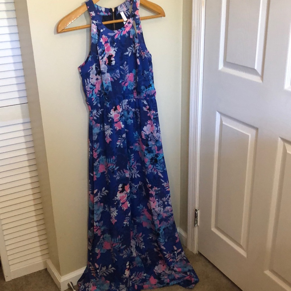 Blue Floral Watercolor Dress